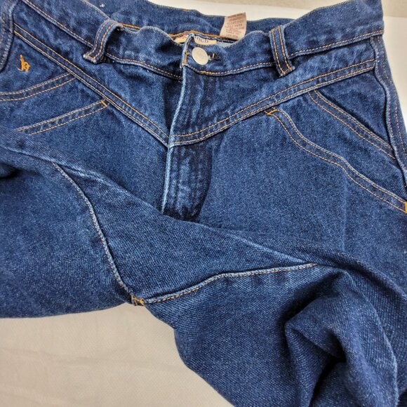 Vintage Western Bareback Jeans V-Yoke Slash Pockets Blue Jitterbug Ranch 29x32.5 - Picture 4 of 16